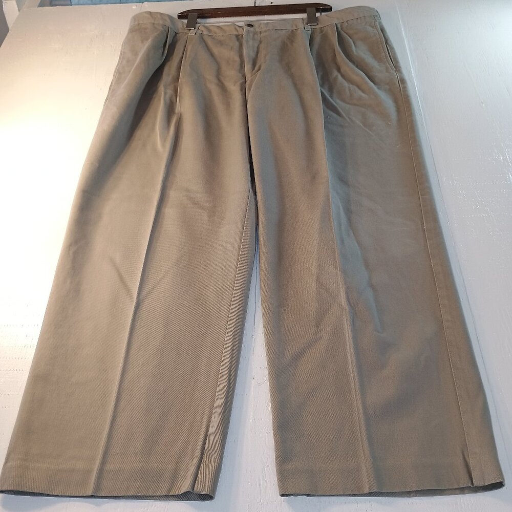 Izod Men 44x30 Chino Pant Beige 4-Pocket 100% Cotton Relaxed Fit Durable Comfort